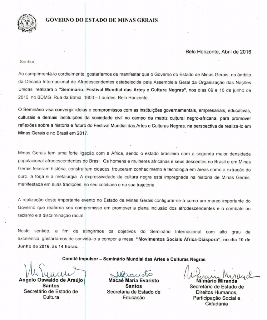PAC Invitation Diaspora - Minas Gerais Brazil
