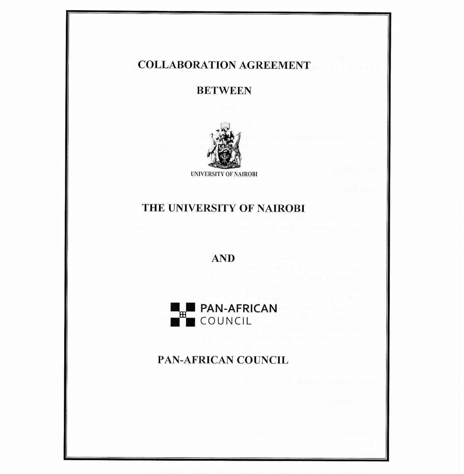 Collaboration Agreement University of Nairobi - Pan-African Council